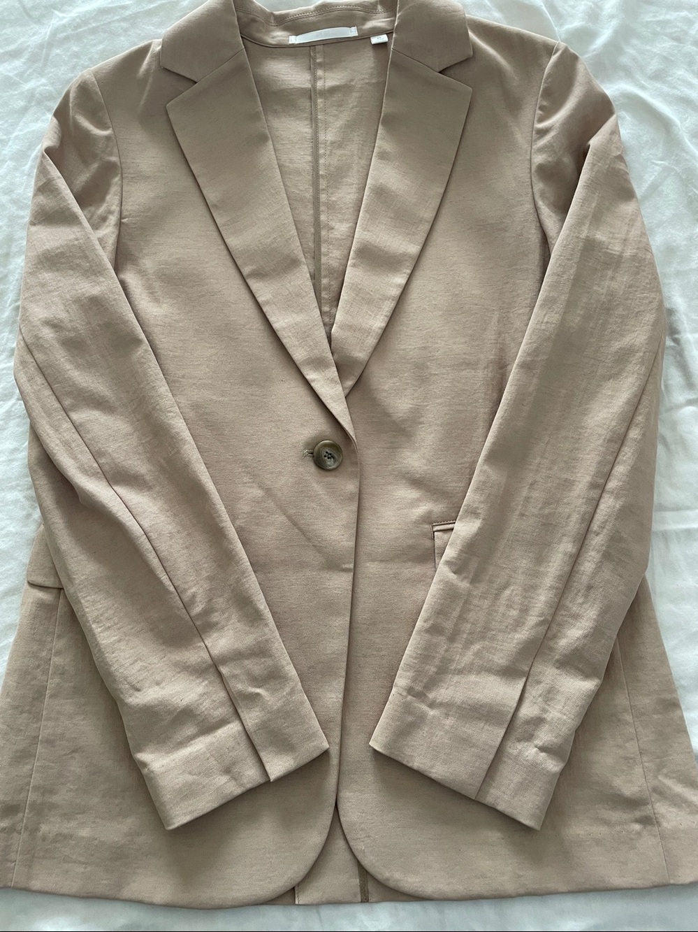 UNIQLO Tan Crisp Linen/Cotton Poplin Blend Blazer Unlined, Light Fabric - Picture 4 of 11